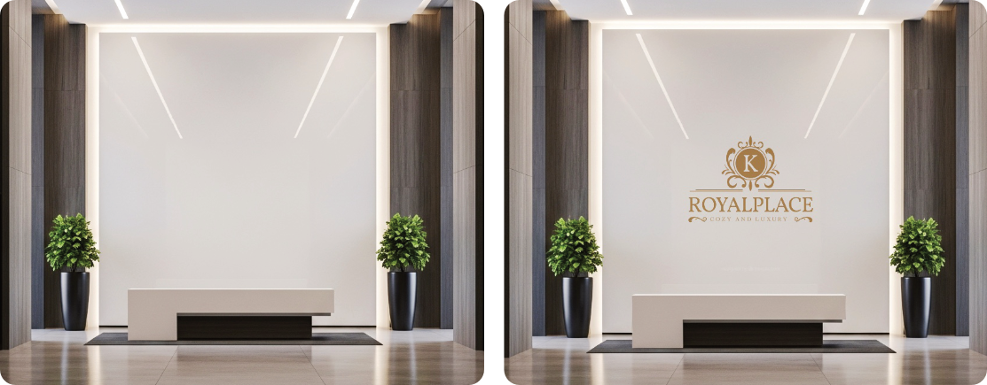 Hotel lobby wall logo printing